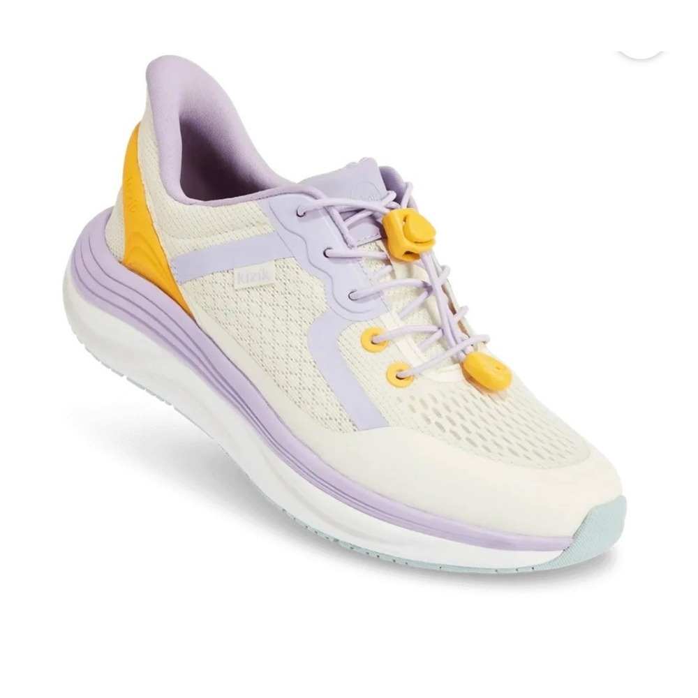 Kizik Roamer Hands-Free Sneakers Womens 7 White Lavender Purple Yellow Shoes